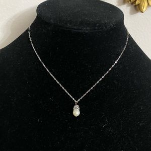 14k white gold pearl pendant necklace